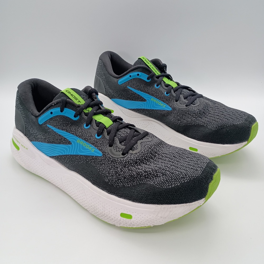 Brooks Ghost Max Mens Running Shoes Black Blue Lime Size 12 NO INSOLES - Picture 3 of 10